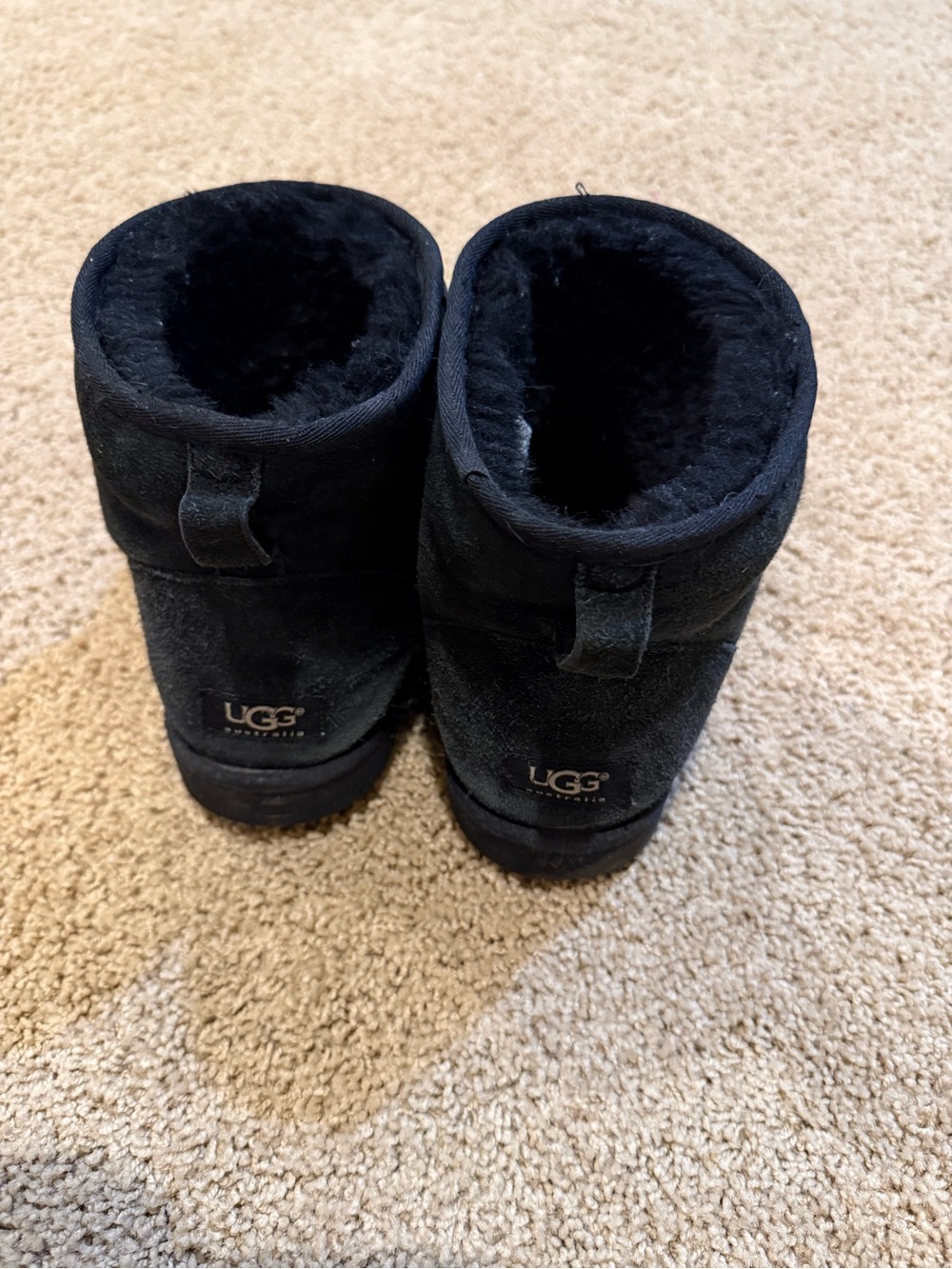 UGG Black Short Suede Shearling Booties - Picture 3 of 4